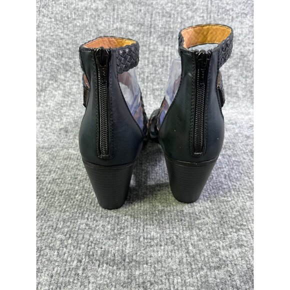 White Mountain Womens 9.5M black Sundown Leather Open Toe Casual Ankle Strap 2" - Picture 16 of 16